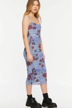 Mesh Butterfly Rose Print Cami Dress