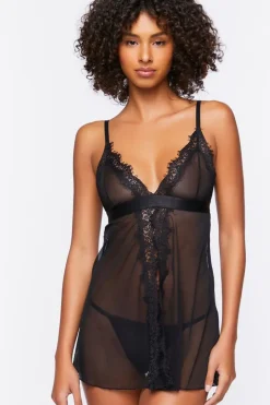 Mesh Cami & Thong Lingerie Set
