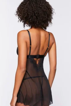 Mesh Cami & Thong Lingerie Set