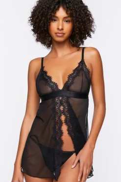 Mesh Cami & Thong Lingerie Set