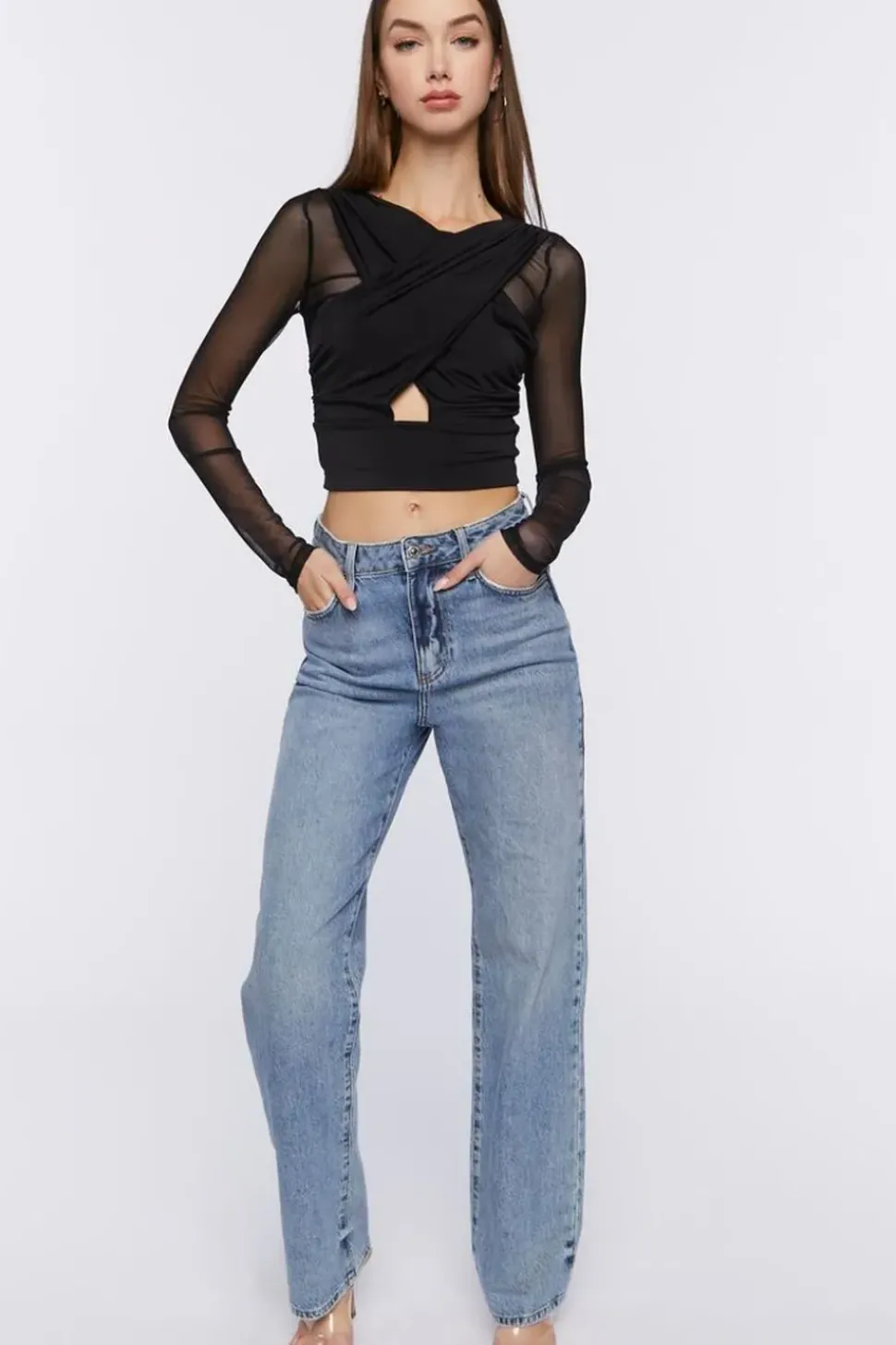 Mesh Combo Crossover Top