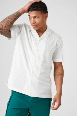 Mesh Cuban Collar Shirt
