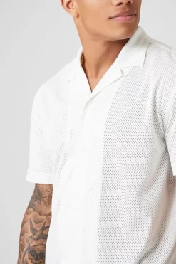 Mesh Cuban Collar Shirt