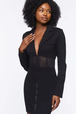 Mesh Cutout Blazer Mini Dress