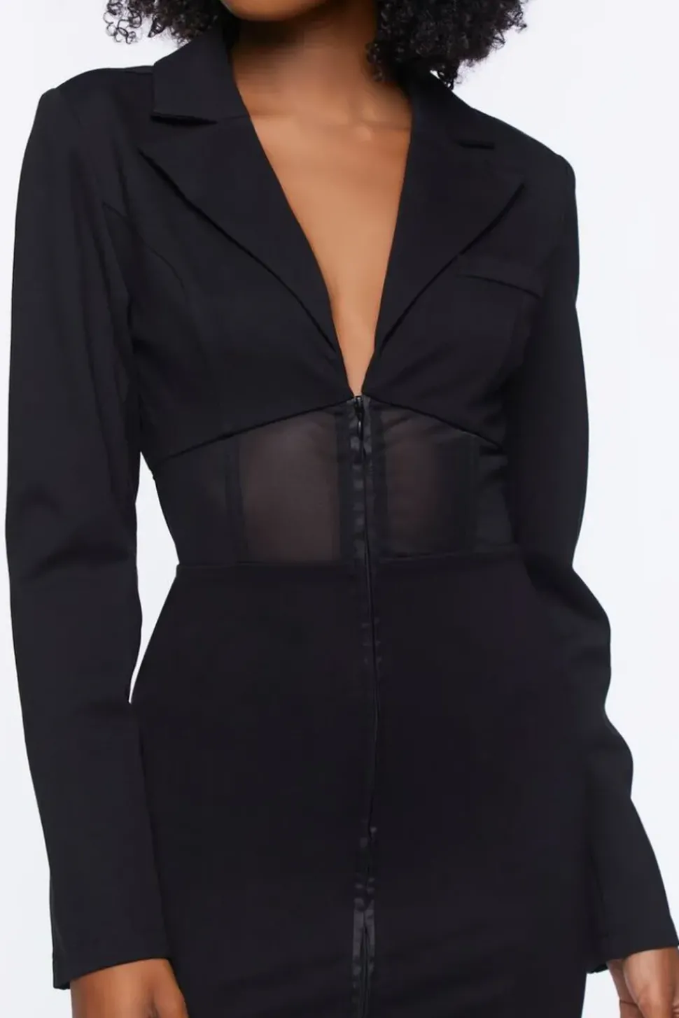 Mesh Cutout Blazer Mini Dress
