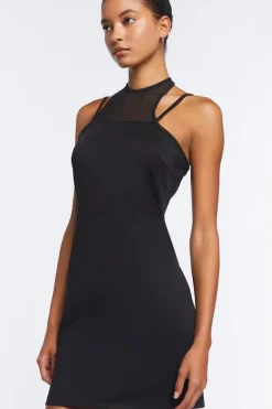 Mesh Halter Cami Mini Dress