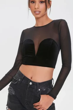 Mesh Illusion Crop Top