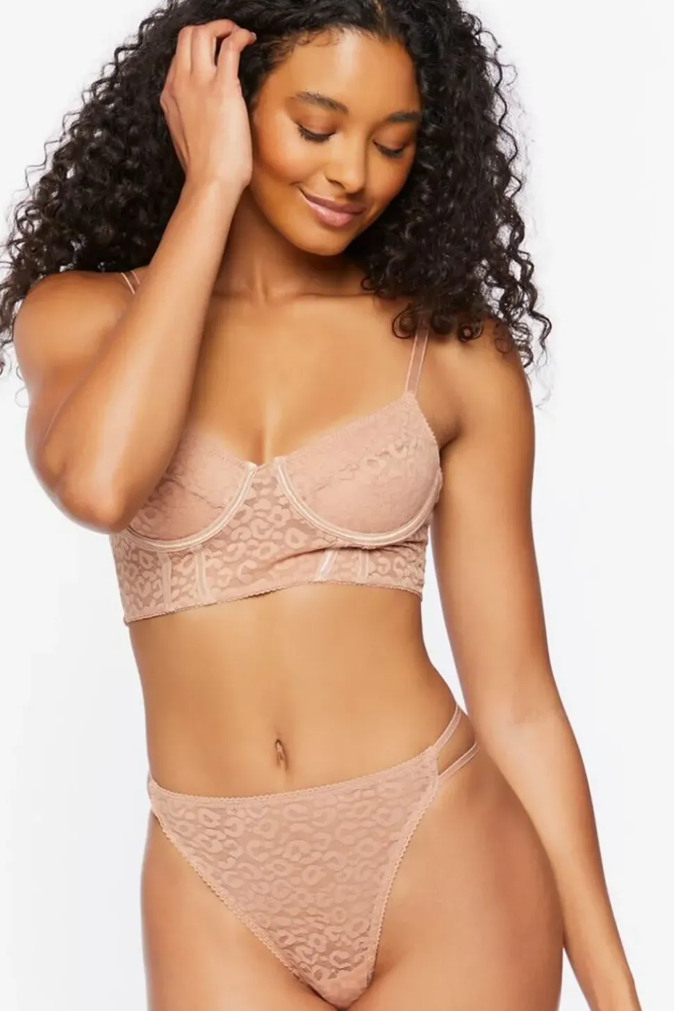 Mesh Leopard Print Thong Panties