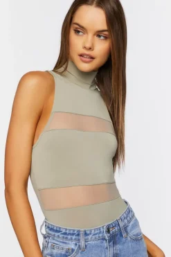 Mesh Mock Neck Bodysuit