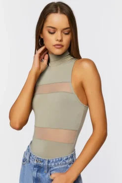 Mesh Mock Neck Bodysuit
