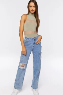 Mesh Mock Neck Bodysuit