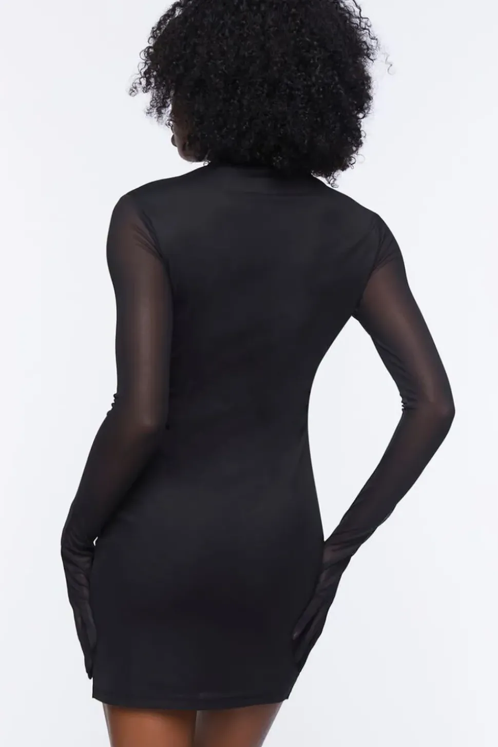Mesh Mock Neck Mini Dress