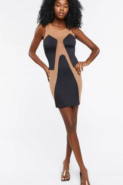 Mesh Panel Mini Dress