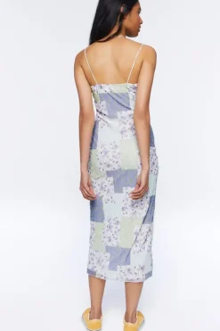 Mesh Patchwork Midi Dress