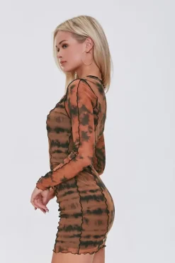 Mesh Tie-Dye Mini Dress