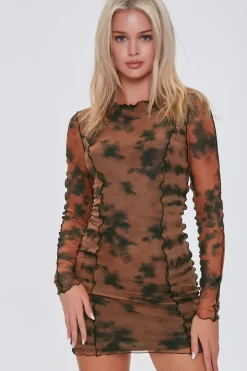 Mesh Tie-Dye Mini Dress