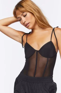 Mesh Tie-Strap Bodysuit
