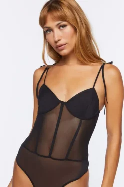 Mesh Tie-Strap Bodysuit