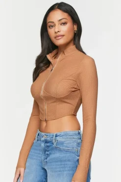 Mesh Zip-Up Crop Top