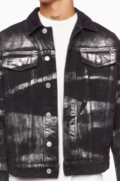 Metallic Denim Trucker Jacket