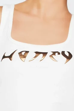 Metallic Honey Graphic Tank Top