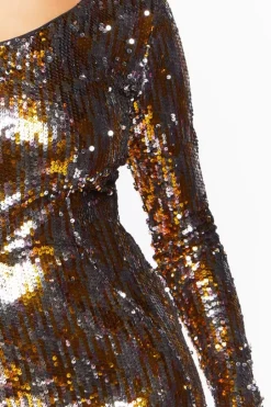 Metallic Sequin Mini Dress