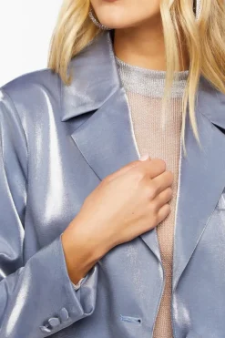 Metallic Single-Breasted Blazer