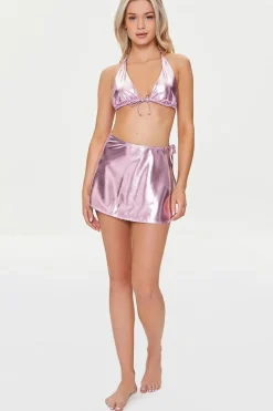 Metallic Swim Cover-Up Skirt