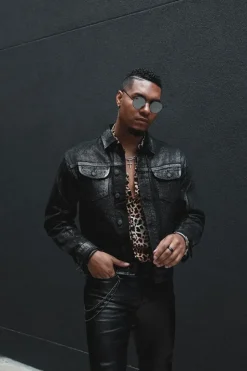 Metallic Wash Denim Jacket