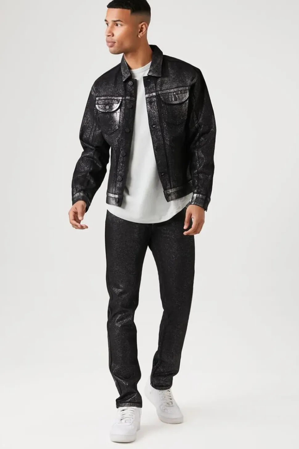Metallic Wash Denim Jacket