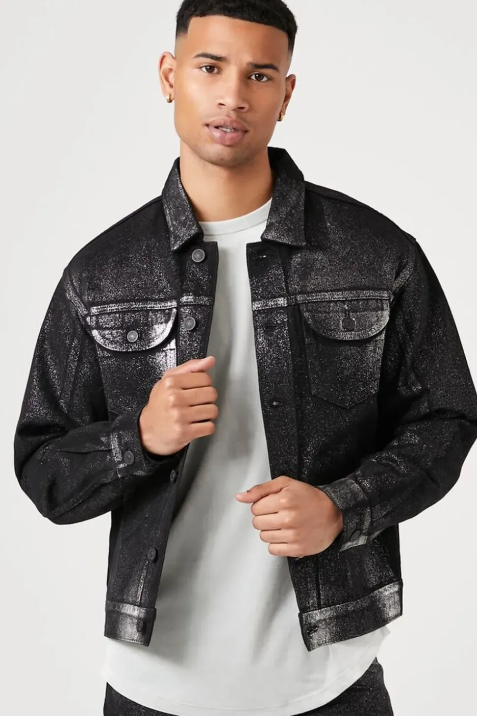 Metallic Wash Denim Jacket