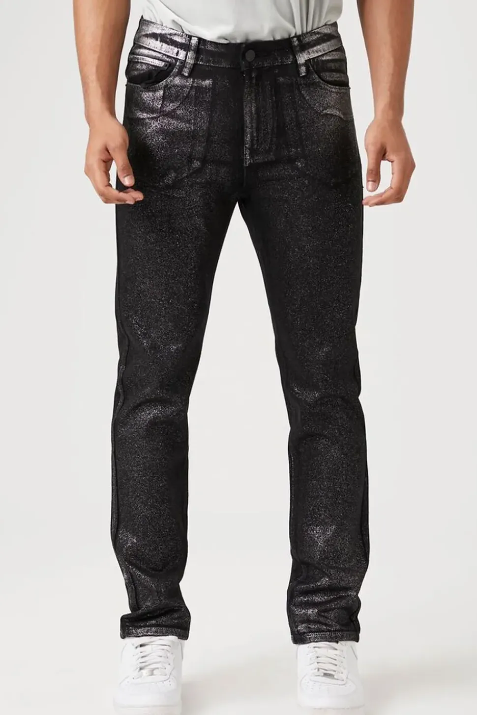 Metallic Wash Slim-Fit Jeans