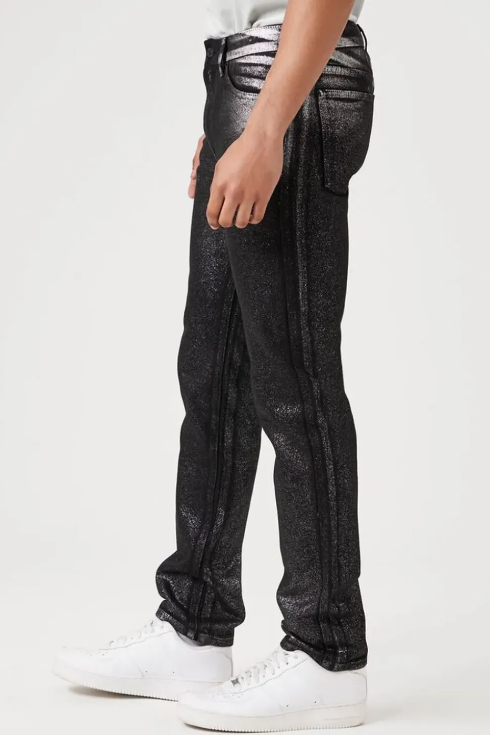 Metallic Wash Slim-Fit Jeans