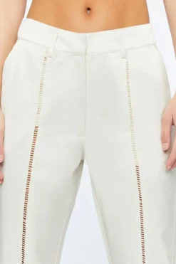Micro-Cutout Straight-Leg Pants