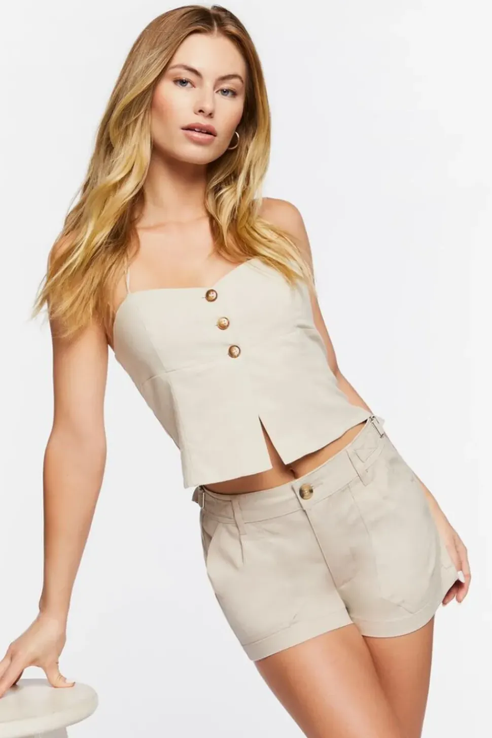 Mid-Rise Buckled Shorts