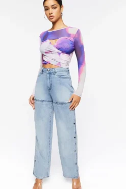 Mid-Rise Cutout Jeans