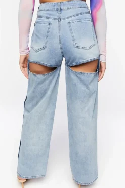 Mid-Rise Cutout Jeans