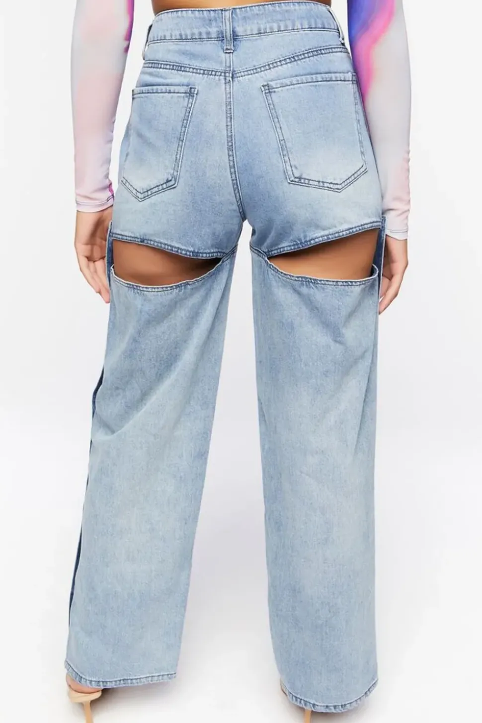 Mid-Rise Cutout Jeans