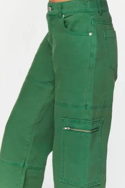 Mid-Rise Denim Cargo Pants
