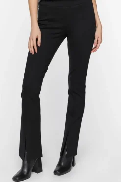 Mid-Rise Flare Split-Hem Pants
