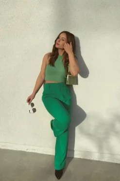 Mid-Rise Straight-Leg Trousers
