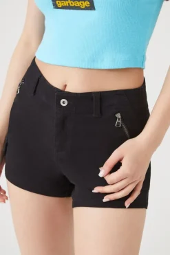 Mid-Rise Zippered Shorts