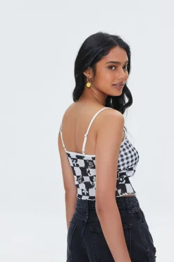 Mixed Plaid Mesh Cami