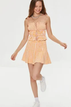 Mixed Plaid Mini Skirt