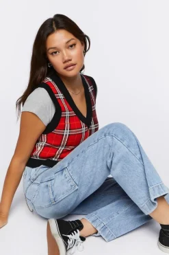 Mixed Plaid Sweater Vest