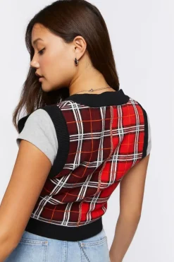 Mixed Plaid Sweater Vest