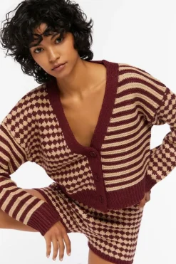 Mixed Print Cardigan Sweater