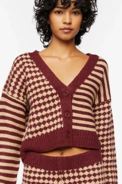 Mixed Print Cardigan Sweater