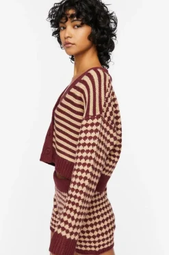 Mixed Print Cardigan Sweater