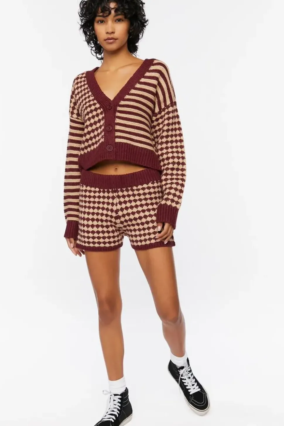 Mixed Print Cardigan Sweater